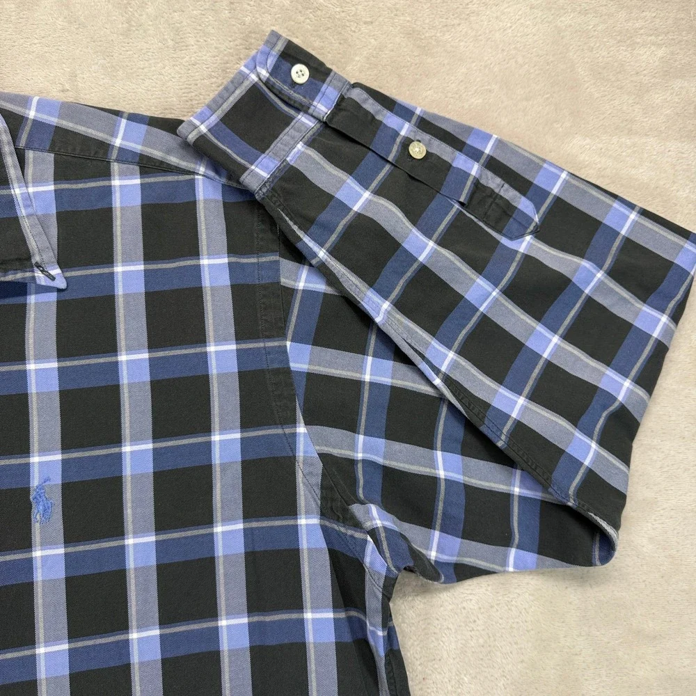 VTG Ralph Lauren Golf Shirt Men Mediium Plaid Tilden Fit Casual Button Up Preppy - Picture 5 of 11